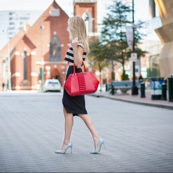 Kristina George red leather top handle handbag - Picture 5 of 8
